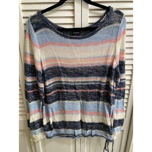 Tie Hem Cozy Coastal Grandma Loose Knit Pink Blue Striped Torrid Sweater Size 2